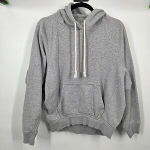 Madewell S Gray Heather Terry Relaxed Raglan Hoodie Sweatshirt Atheisure Lounge